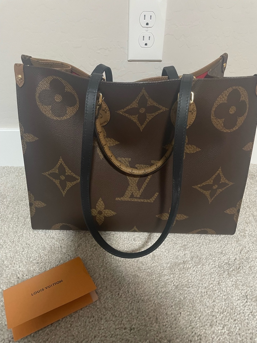 Louis Vuitton Monogram Canvas Tote with Black Straps